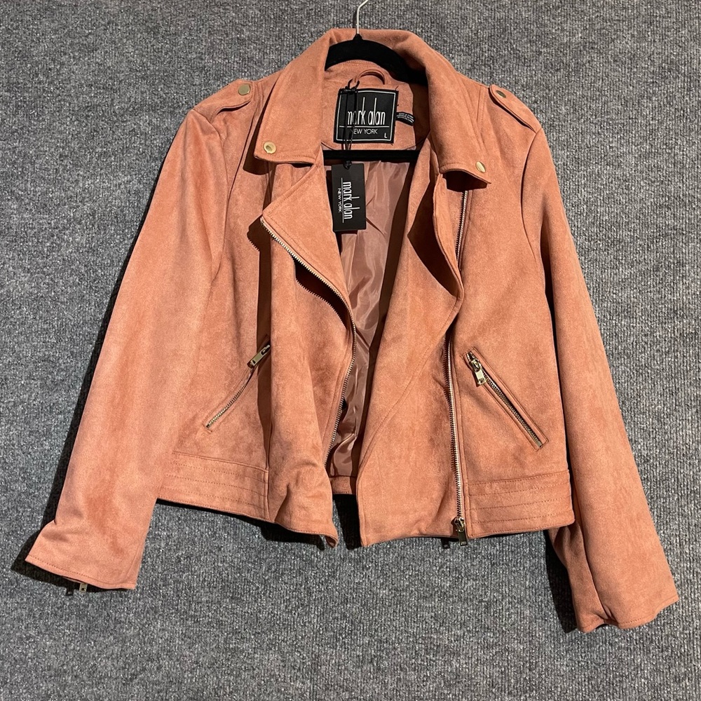 Mark Alan New York womens full zip pink suede jacket large